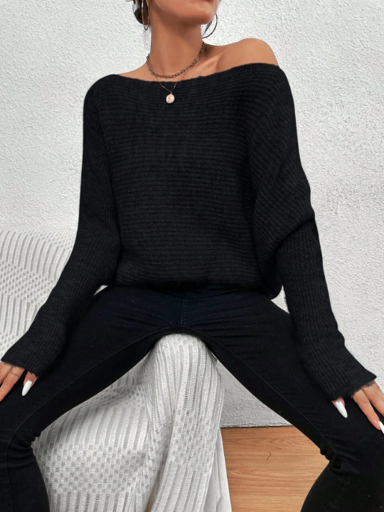 Priv Boat Neck Batwing Sleeve Sweater