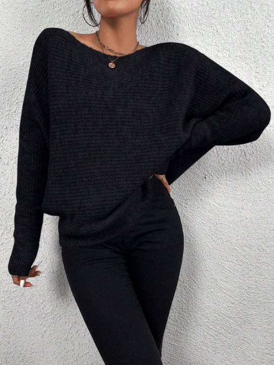 Priv Boat Neck Batwing Sleeve Sweater