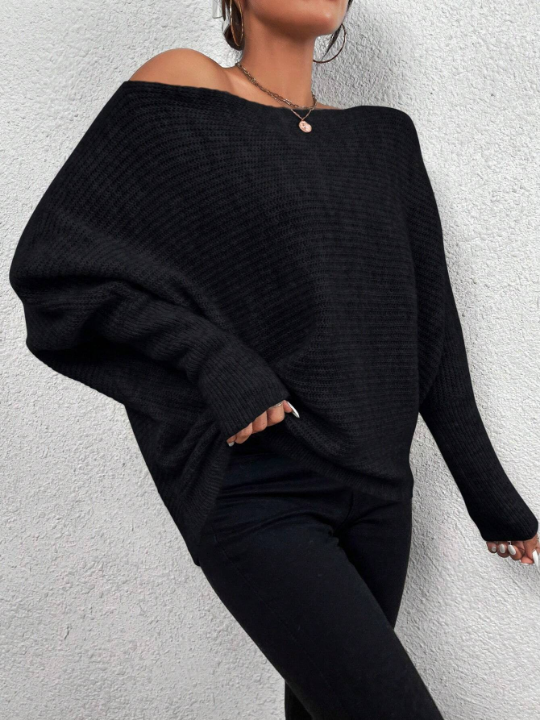 Priv Boat Neck Batwing Sleeve Sweater