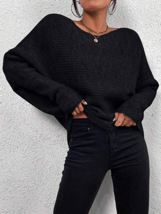 Priv Boat Neck Batwing Sleeve Sweater