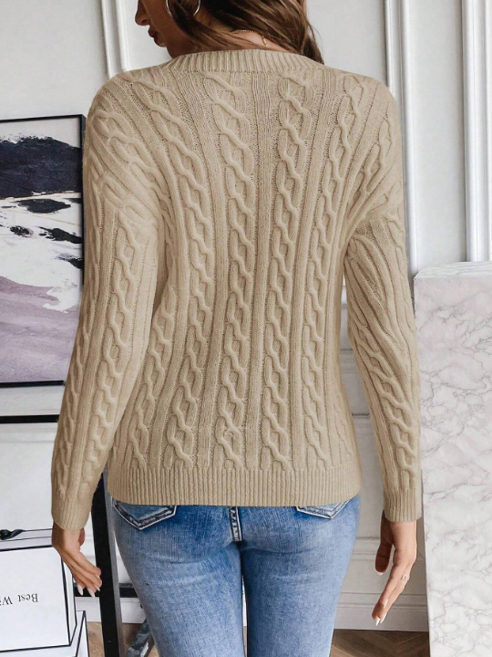 Frenchy Cable Knit Drop Shoulder Sweater