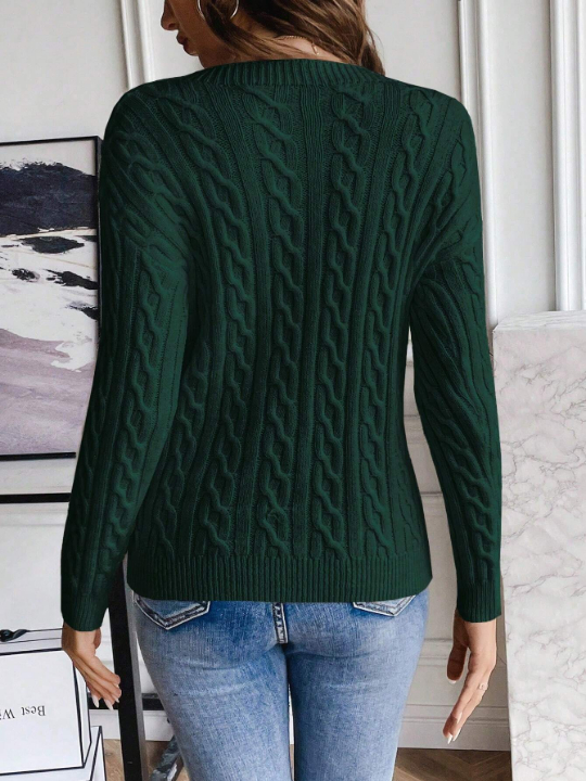 Frenchy Cable Knit Drop Shoulder Sweater