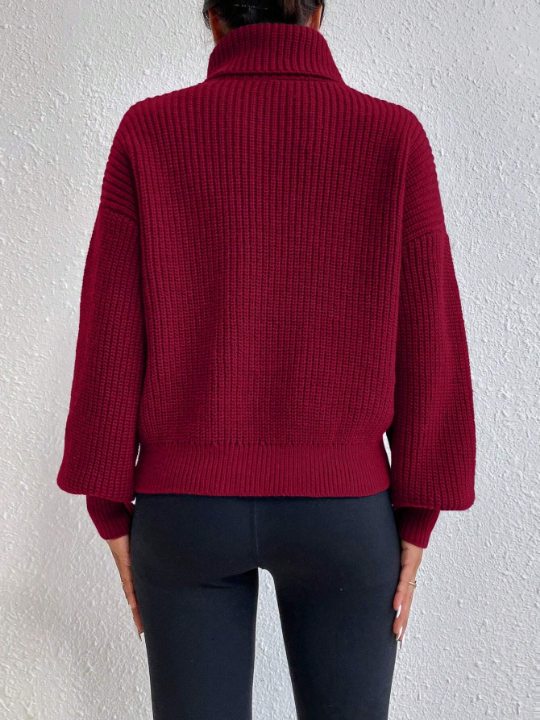 Frenchy Turtleneck Drop Shoulder Sweater