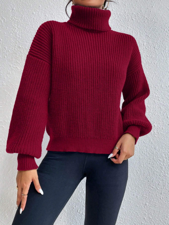 Frenchy Turtleneck Drop Shoulder Sweater