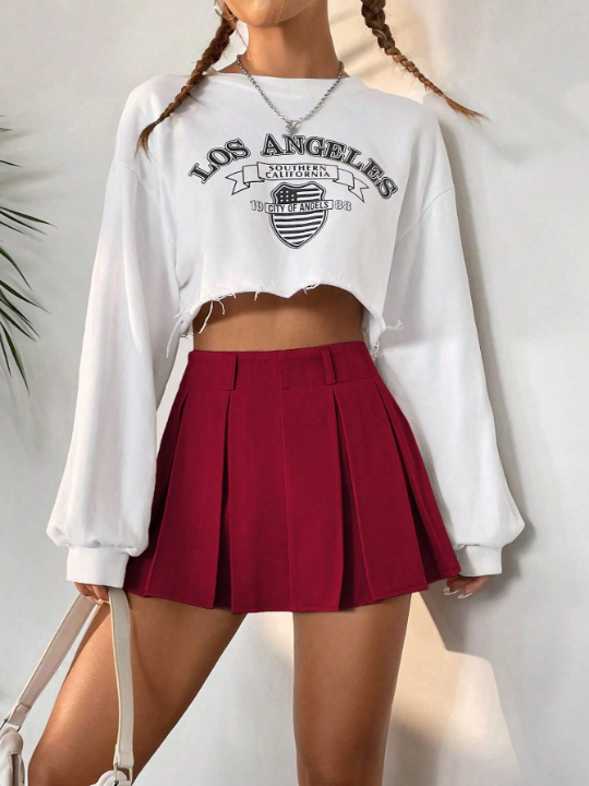 Solid Pleated Skort