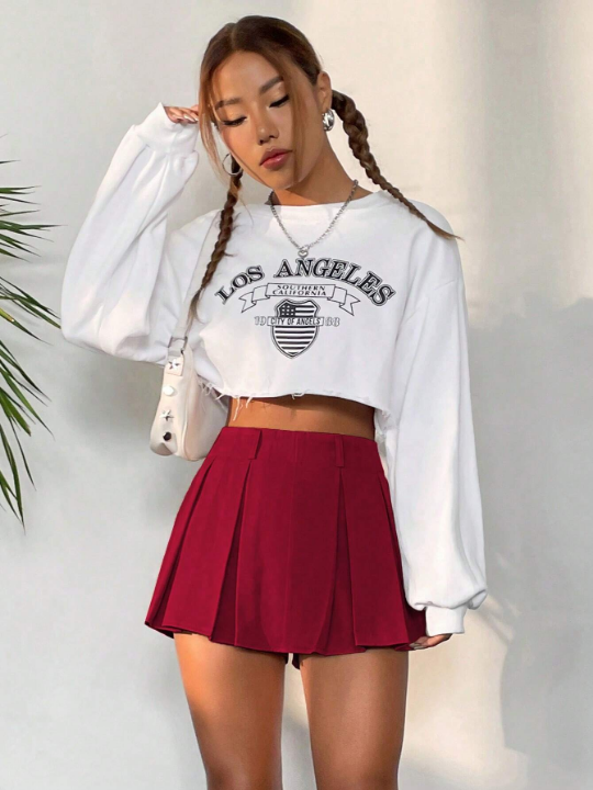 Solid Pleated Skort