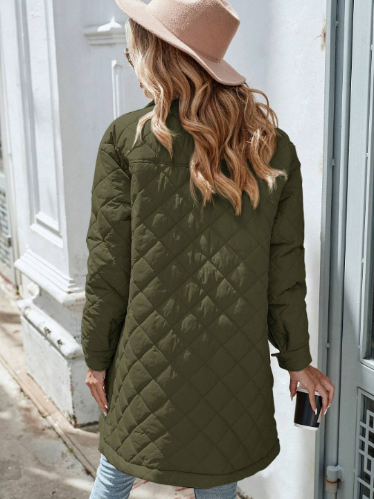 Clasi Flap Pocket Drop Shoulder Quilted Coat