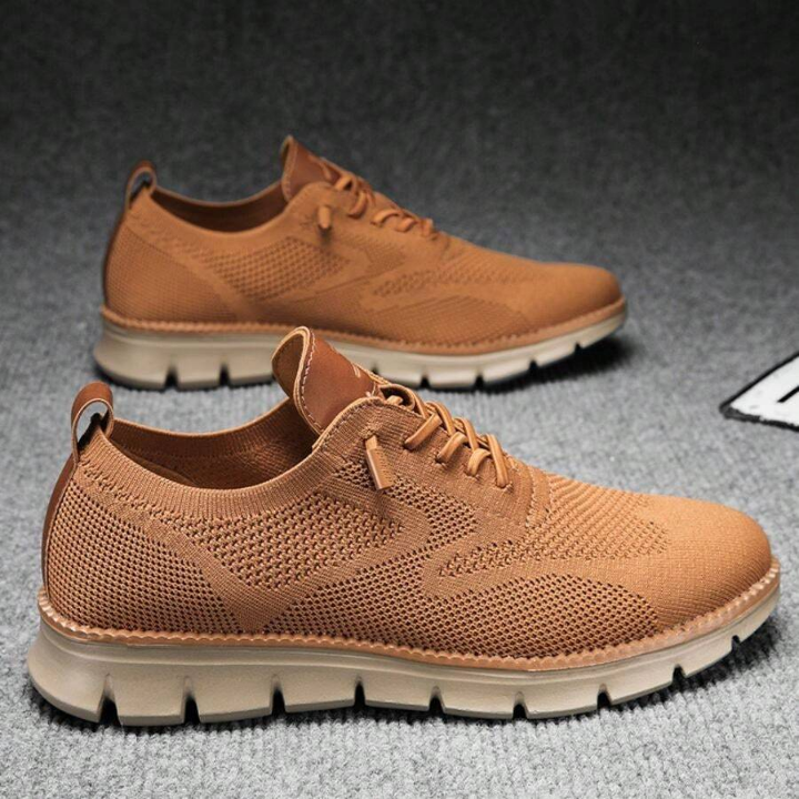 Men's Letter Design Round Shoelaces Running Sneakers, Casual Camel Color Sports Shoes