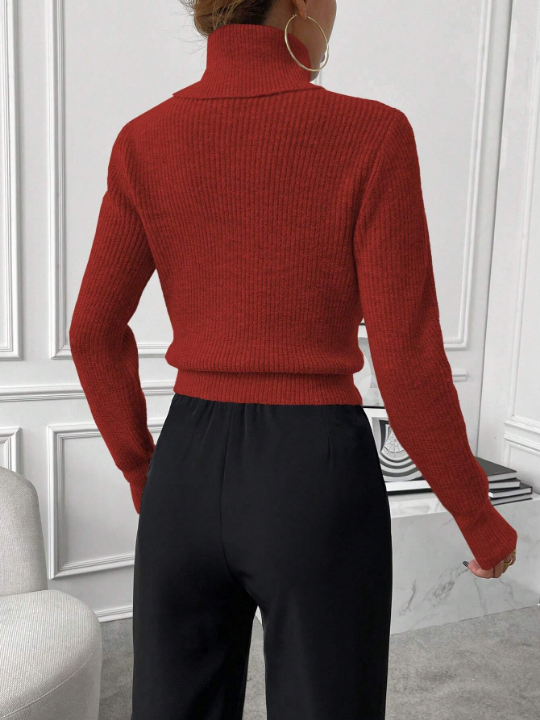 Priv Turtleneck Ribbed Knit Sweater