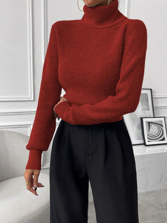 Priv Turtleneck Ribbed Knit Sweater