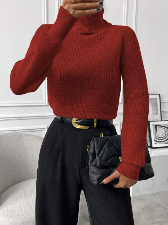 Priv Turtleneck Ribbed Knit Sweater