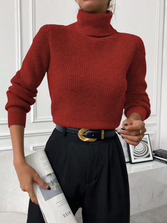 Priv Turtleneck Ribbed Knit Sweater