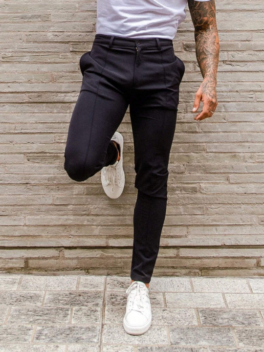 Men Solid Slant Pocket Pants