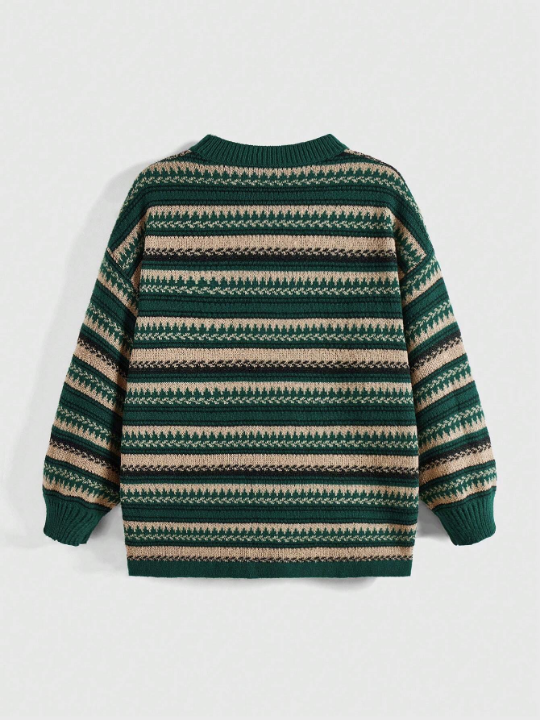 ROMWE Academia Striped Pattern Drop Shoulder Sweater