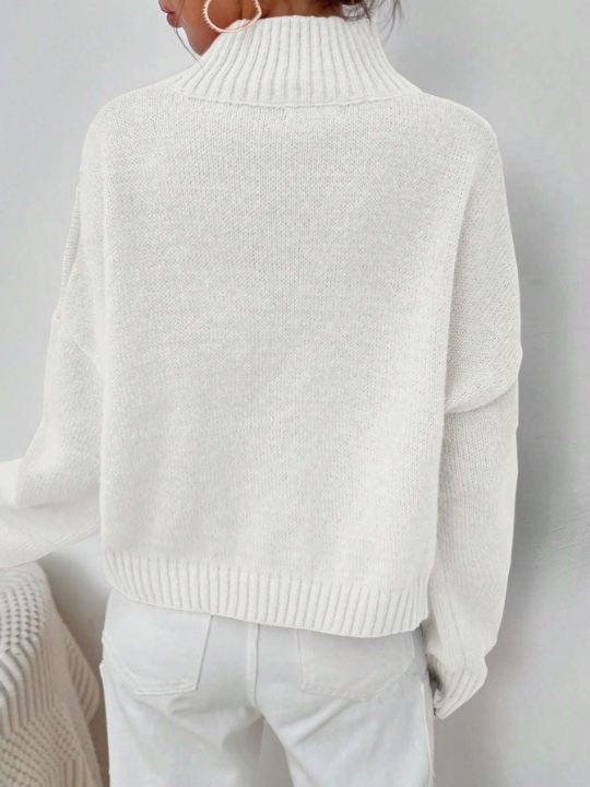 Essnce Mock Neck Drop Shoulder Sweater