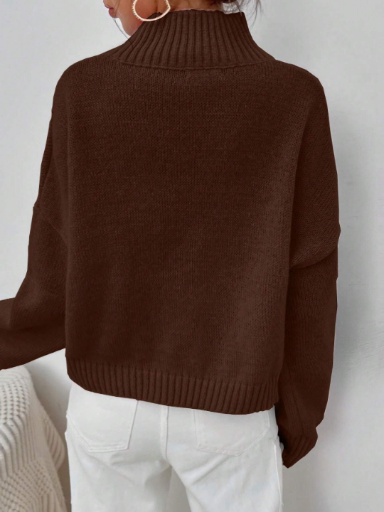 Essnce Mock Neck Drop Shoulder Sweater