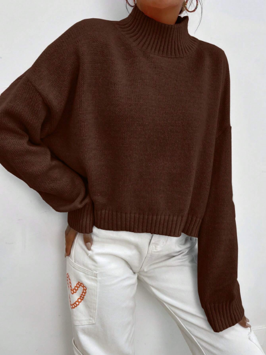 Essnce Mock Neck Drop Shoulder Sweater