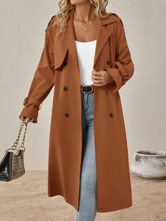 Clasi Ladies' Double Breasted Belted Trench Coat Jacket