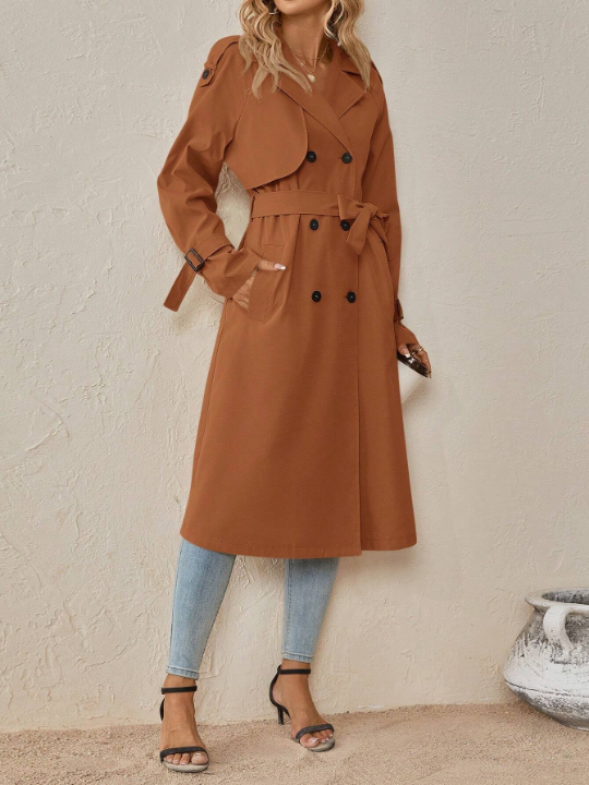 Clasi Ladies' Double Breasted Belted Trench Coat Jacket