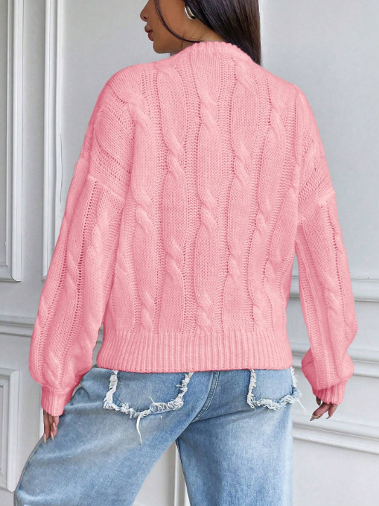 Cable Knit Drop Shoulder Sweater