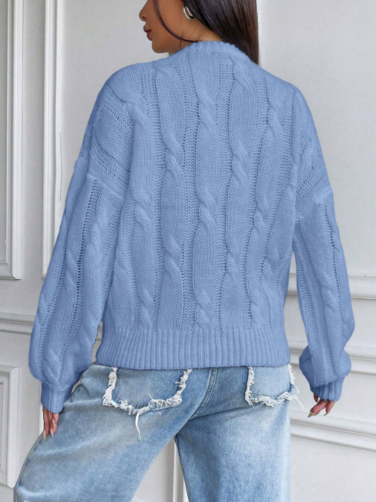 Cable Knit Drop Shoulder Sweater