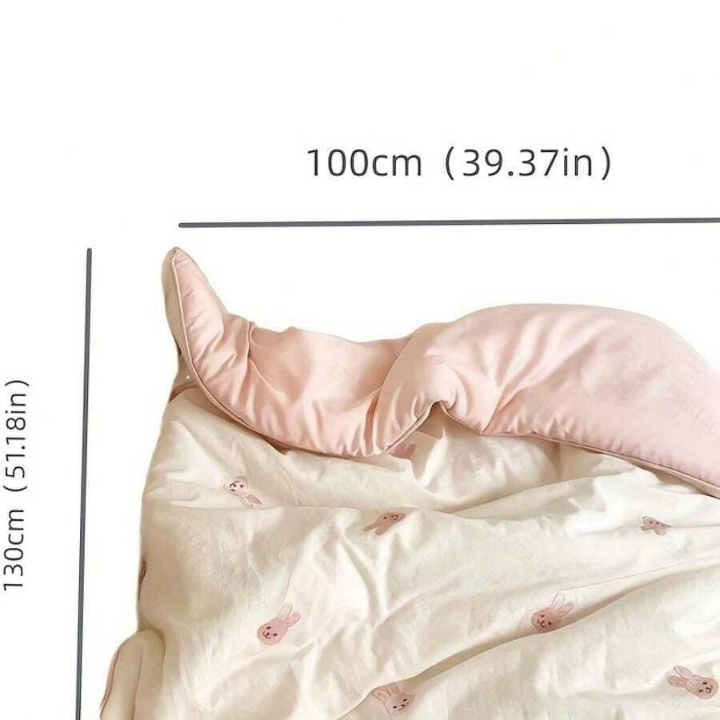 1pc Cute Rabbit Design Thick Warm Integrated Baby Quilt, Suitable For Kindergarten And Home Use In Spring, Autumn And Winter