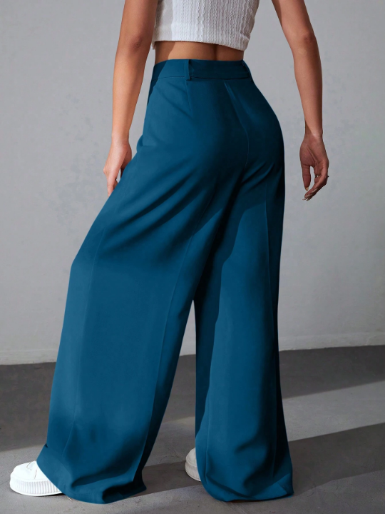 EZwear Solid Wide Leg Pants