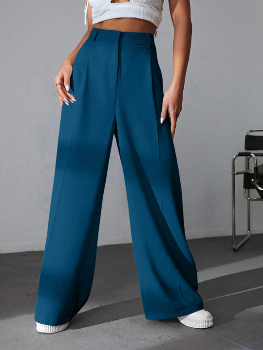 EZwear Solid Wide Leg Pants