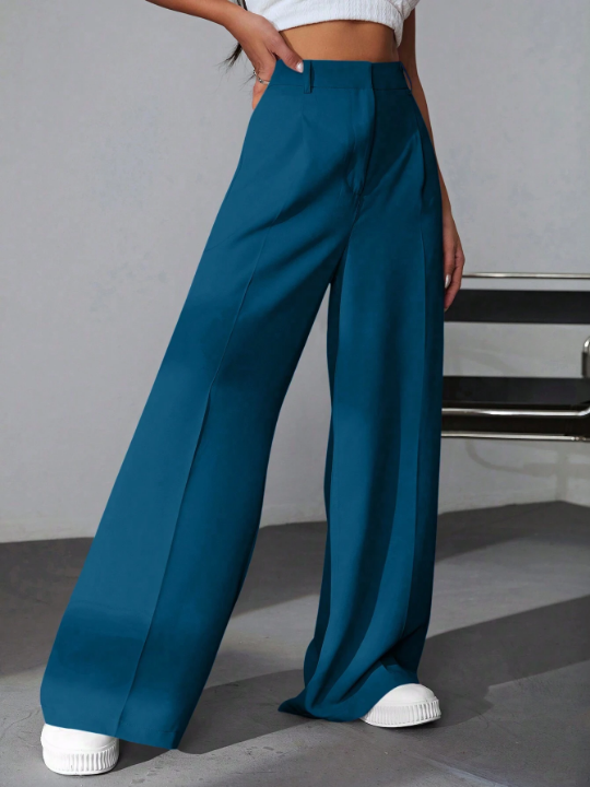 EZwear Solid Wide Leg Pants