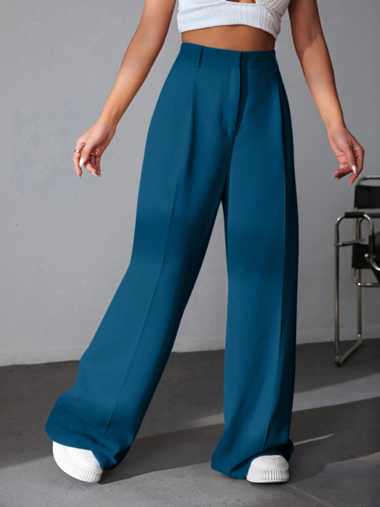 EZwear Solid Wide Leg Pants