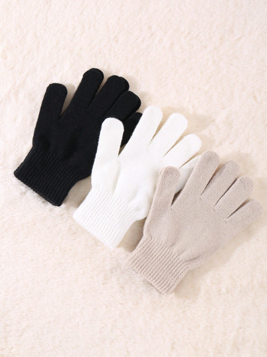 3 Pairs Winter Magic Gloves Black Knit Gloves Warm Stretchy Gloves for Cosplay Costume Cold Weather