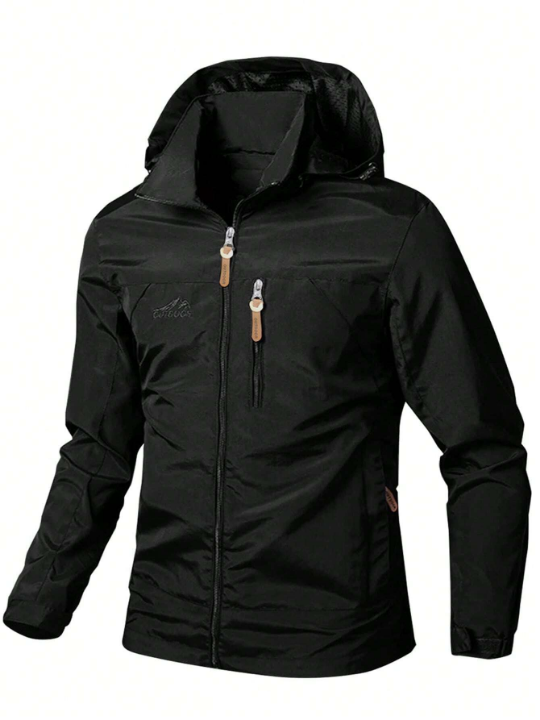 Men Zip Up Hooded Coat