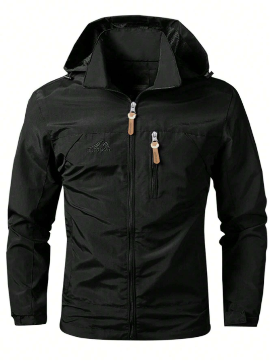 Men Zip Up Hooded Coat