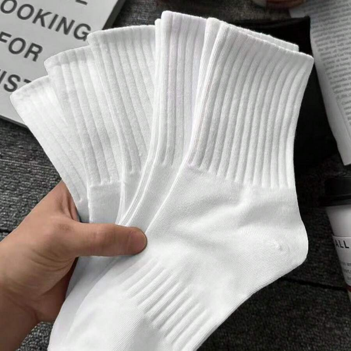 6pairs Women's White High Elastic Waist Short Socks And Mid-calf Socks, Suitable For Daily Wear