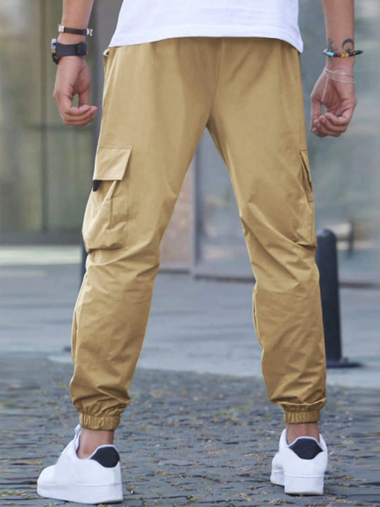 Manfinity Homme Loose Fit Men's Cargo Pants With Flap Pockets And Drawstring Waist