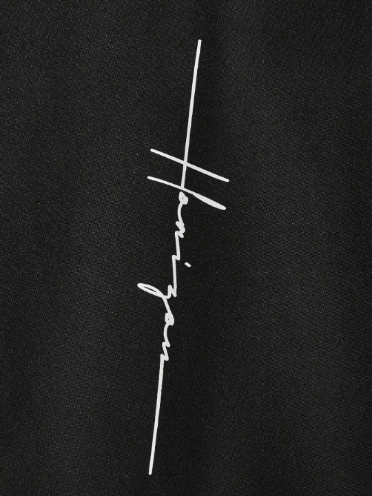 Manfinity Homme Men's Letter Print Kangaroo Pocket Hooded Sweater