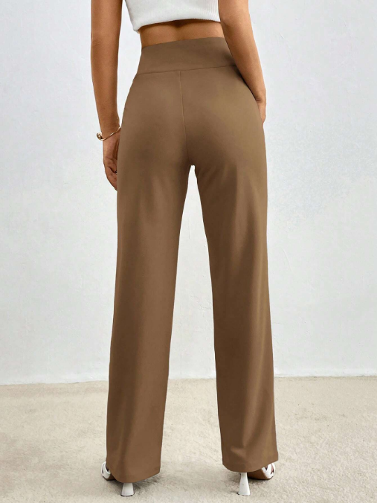 Priv Solid High Waist Straight Leg Pants