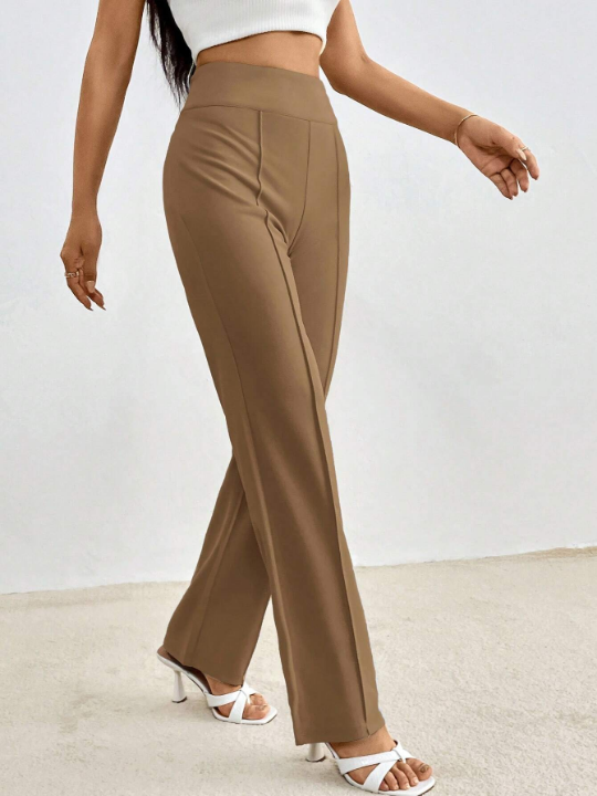 Priv Solid High Waist Straight Leg Pants