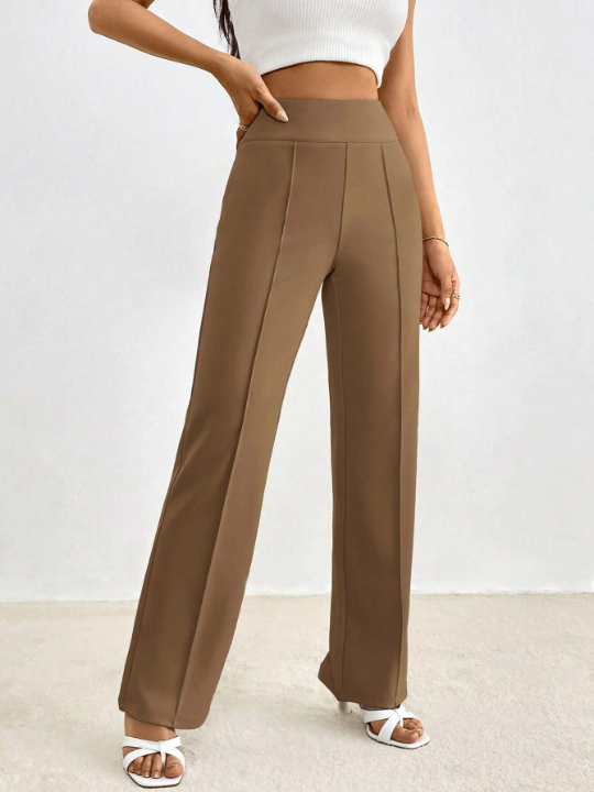 Priv Solid High Waist Straight Leg Pants