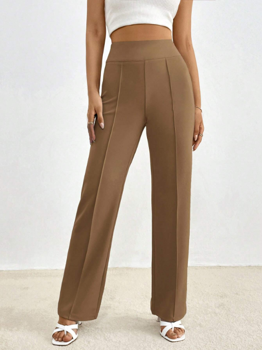 Priv Solid High Waist Straight Leg Pants