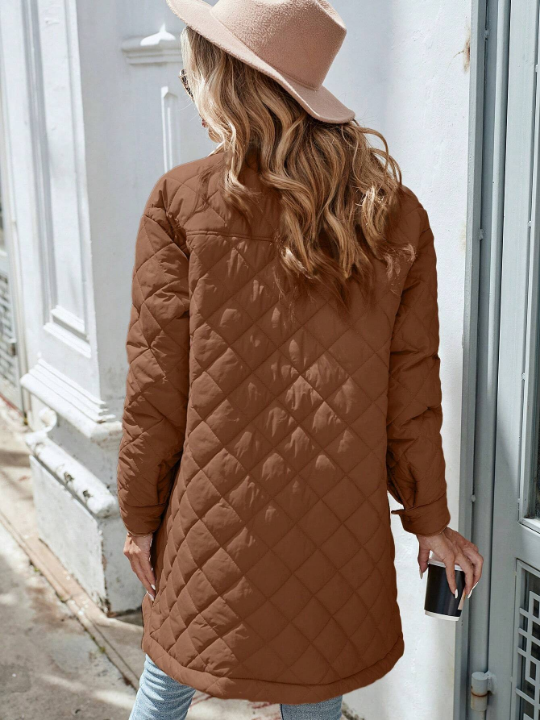 Clasi Flap Pocket Drop Shoulder Quilted Coat