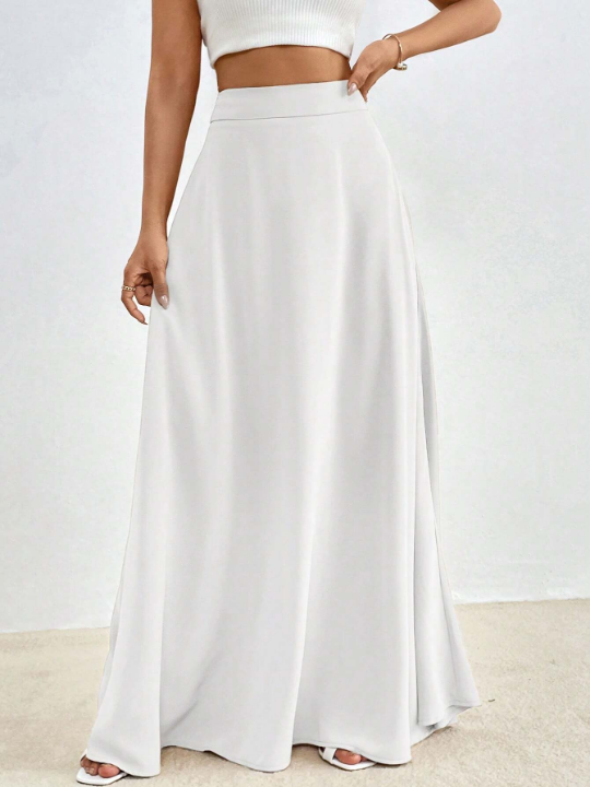 Essnce Solid High Waist Maxi Skirt