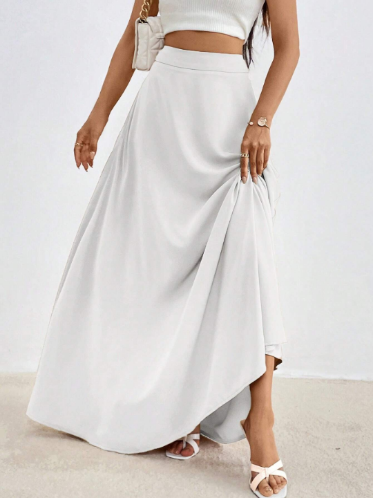 Essnce Solid High Waist Maxi Skirt