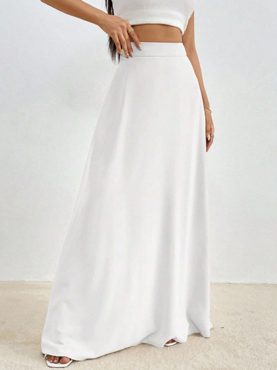 Essnce Solid High Waist Maxi Skirt