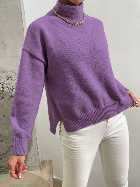 Essnce High Neck Drop Shoulder Sweater