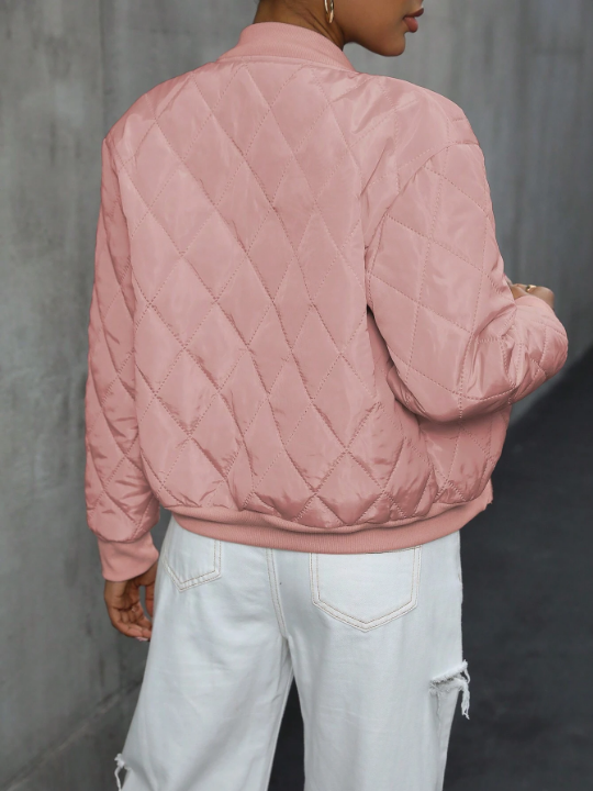 Essnce Zip Up Quilted Bomber Coat