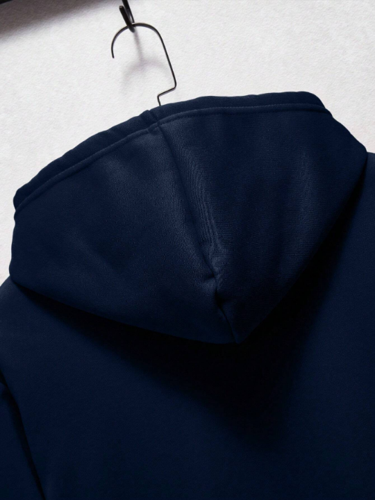 Men Bear & Letter Graphic Drop Shoulder Hoodie