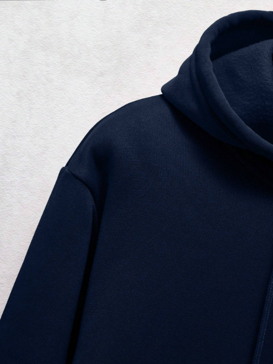 Men Bear & Letter Graphic Drop Shoulder Hoodie