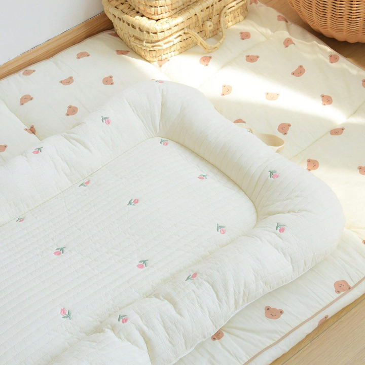 Baby Plant Embroidery Portable Crib Mattress