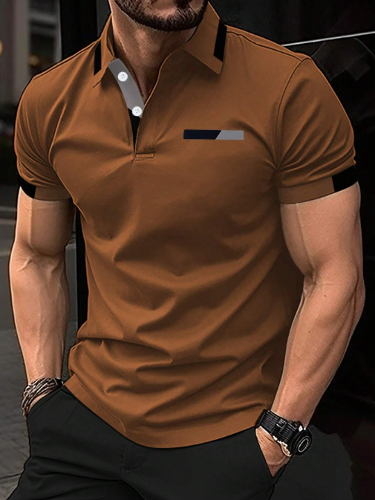 Manfinity Men Contrast Trim Polo Shirt